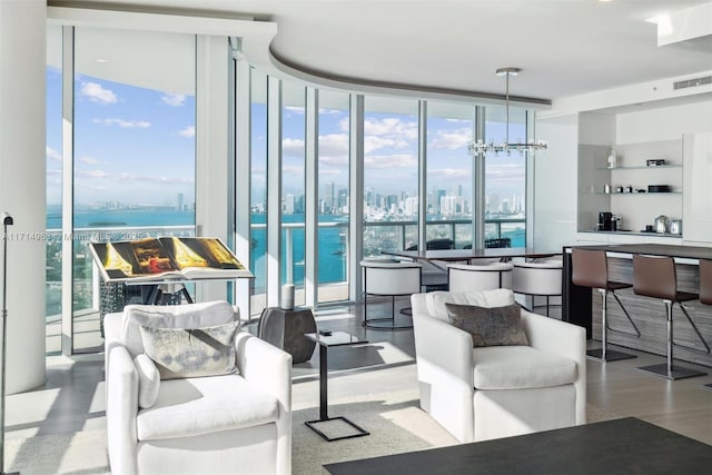 100 S Pointe Dr Unit 3203, Miami Beach, FL 33139 - living room with a wall of windows, plenty of natural light, and a water view