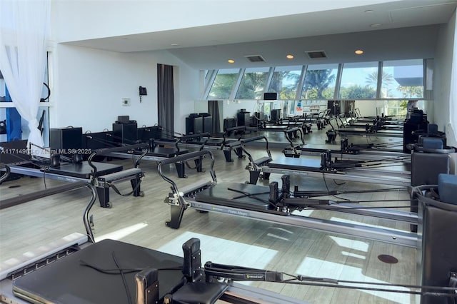 100 S Pointe Dr Unit 3203, Miami Beach, FL 33139 - exercise room with wood finished floors