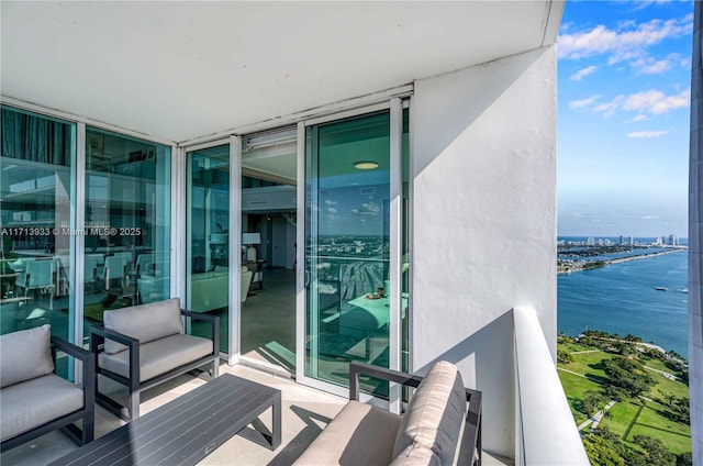 balcony with a water view