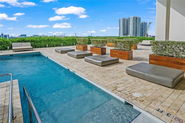 view of pool featuring a patio