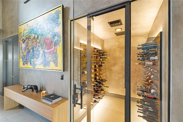 wine cellar featuring light tile patterned floors