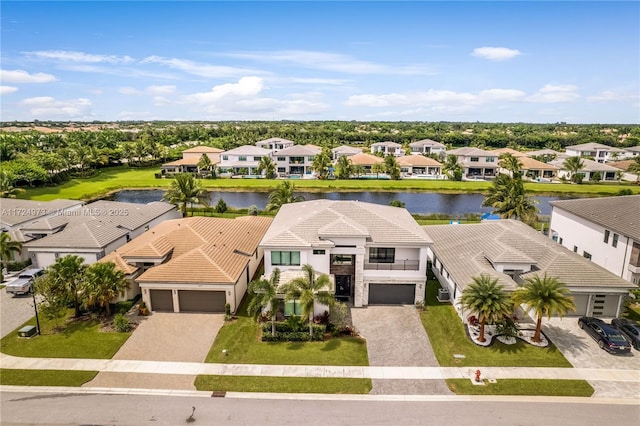 bird's eye view featuring a water view