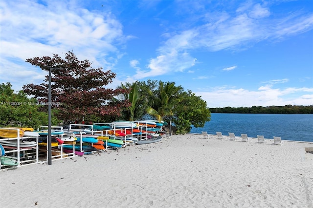 water view featuring a dock