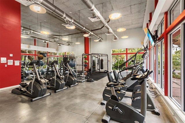 workout area featuring visible vents