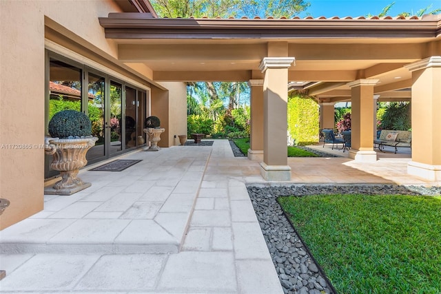 view of patio / terrace with a gazebo and french doors