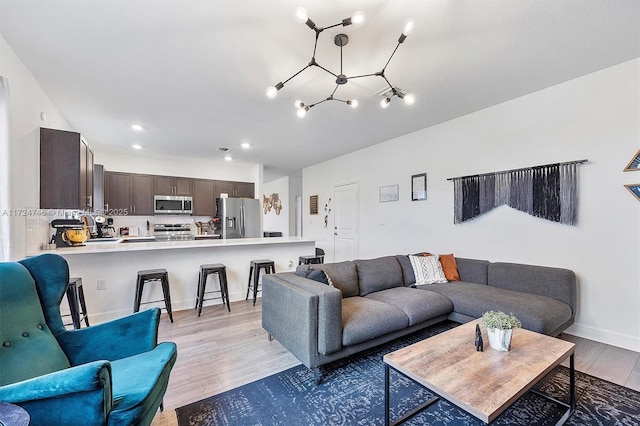 living room featuring light hardwood / wood-style floors