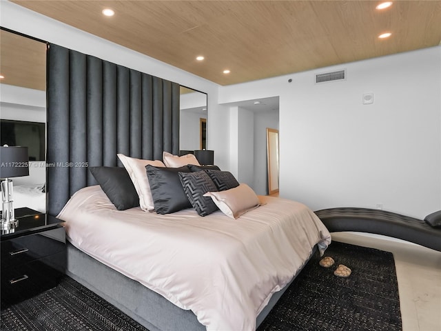 bedroom featuring wood ceiling