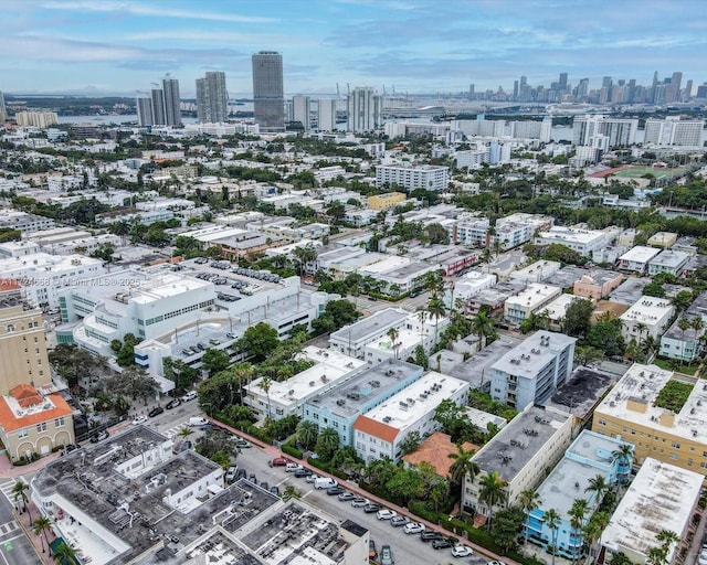 drone / aerial view with a city view