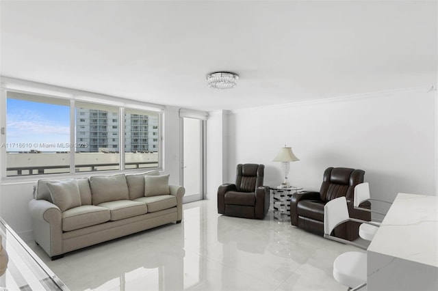 living room with floor to ceiling windows