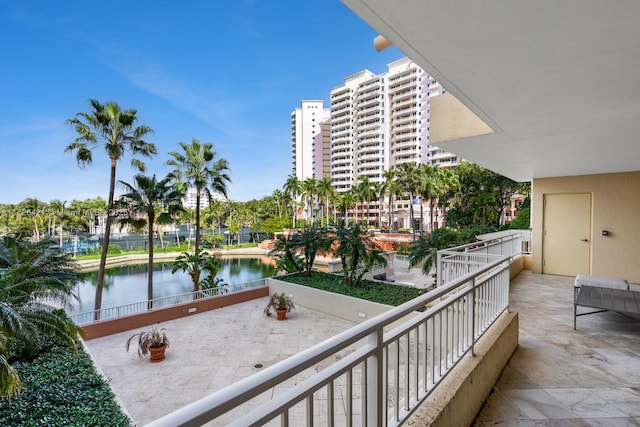 balcony with a water view