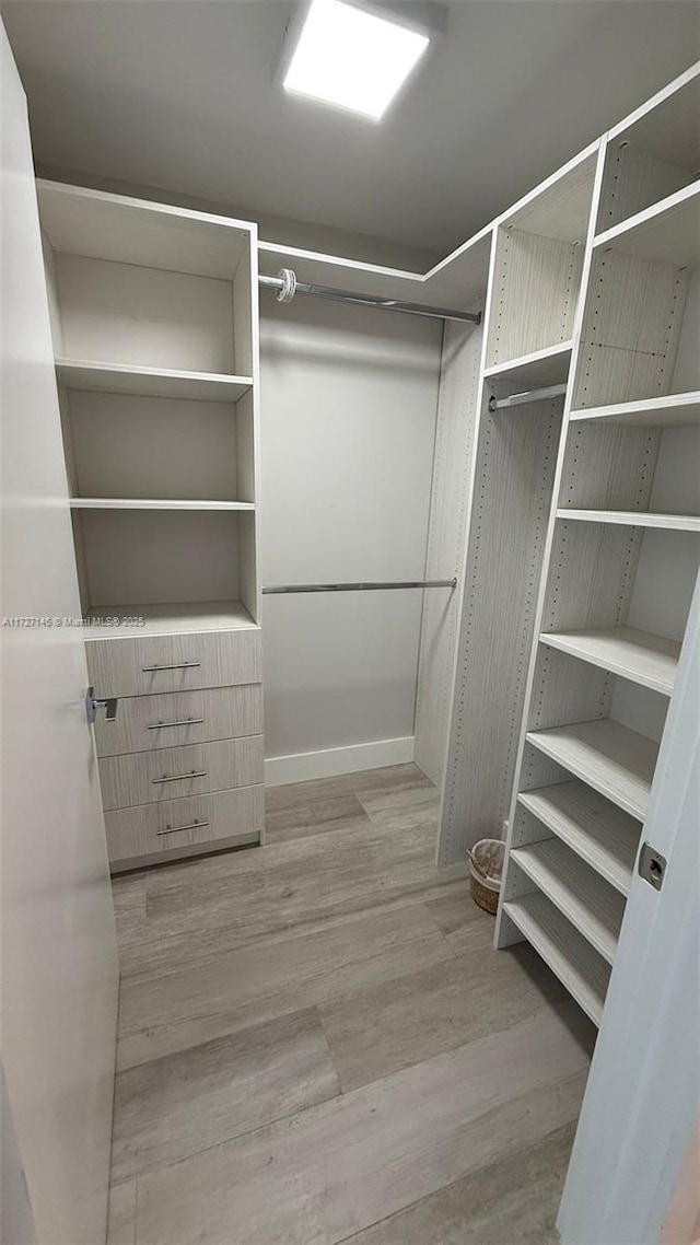 walk in closet featuring light hardwood / wood-style floors