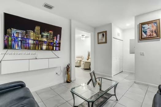 view of tiled living room