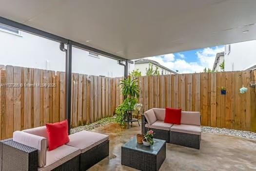 view of patio featuring an outdoor living space