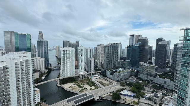 property's view of city featuring a water view