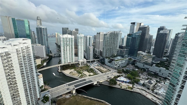 property's view of city featuring a water view