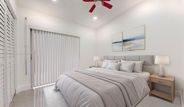 bedroom featuring ceiling fan