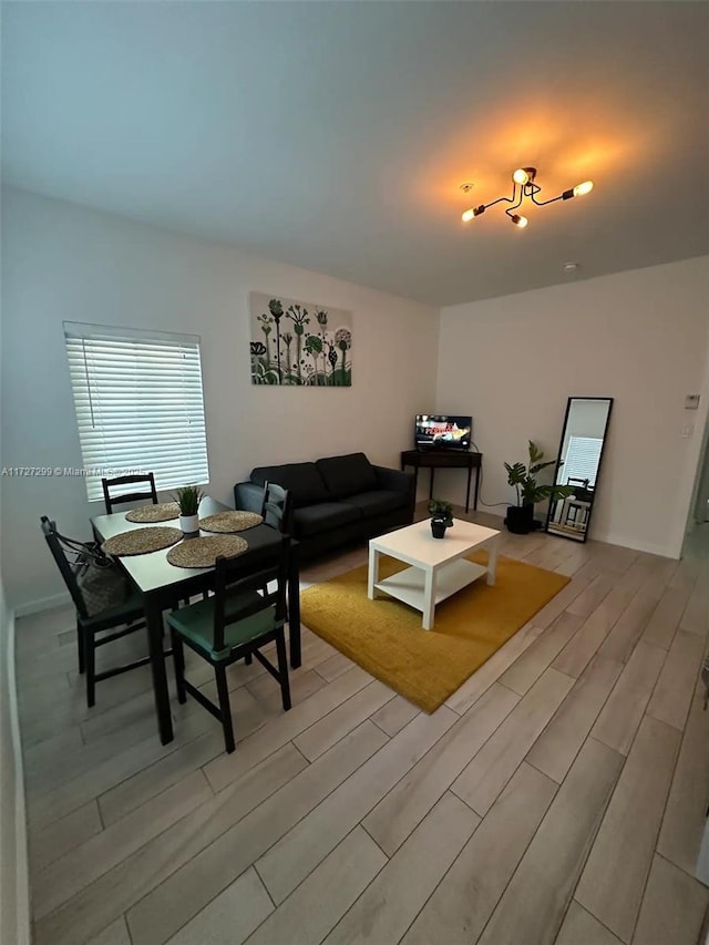 living room featuring light hardwood / wood-style floors