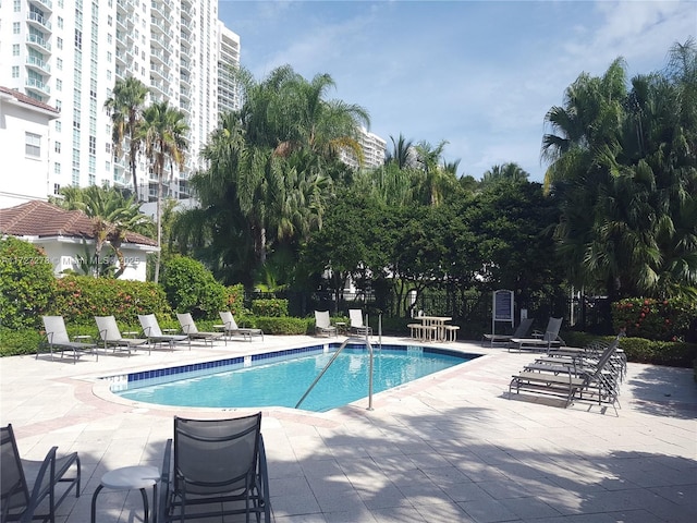 view of pool featuring a patio area