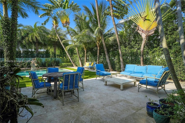 view of patio featuring an outdoor hangout area