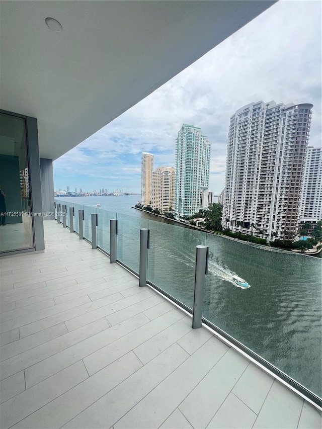 balcony with a water view