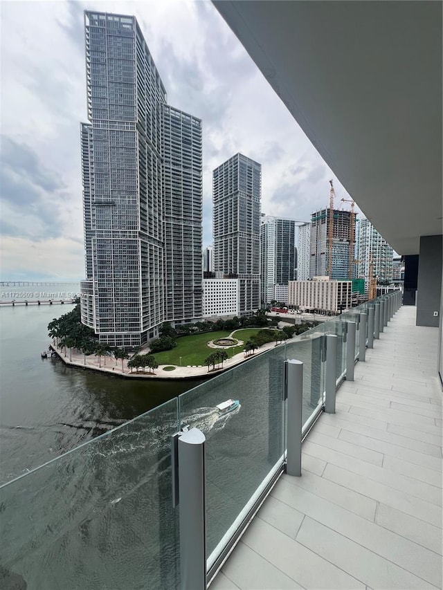 balcony with a water view