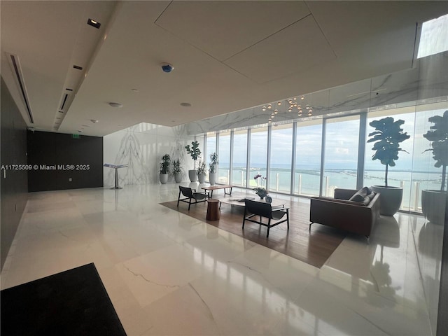 common area featuring a water view