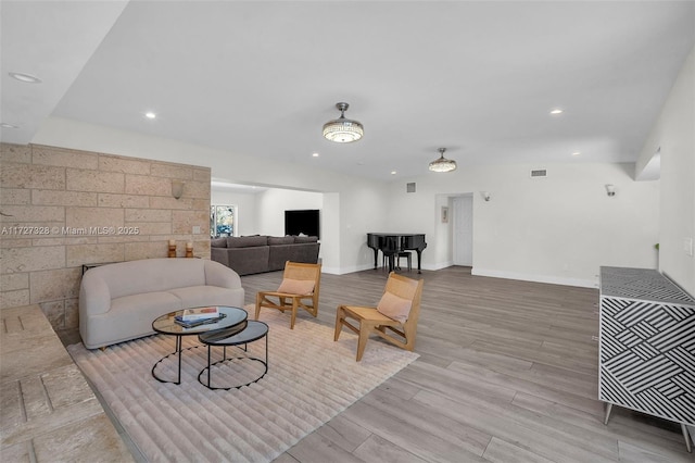 living room featuring light hardwood / wood-style floors