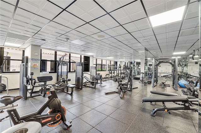 exercise room with expansive windows