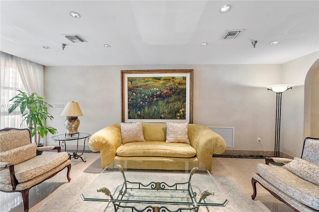 view of tiled living room