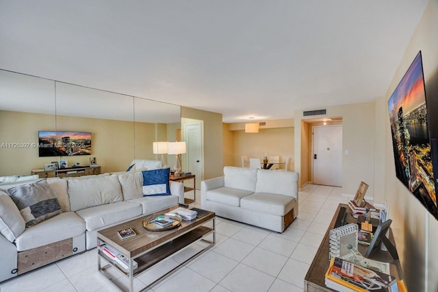 view of tiled living room