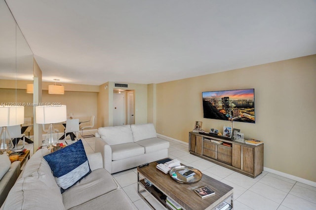 view of tiled living room