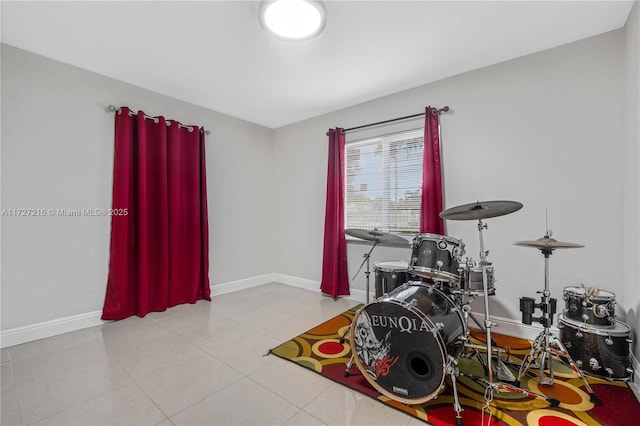 playroom with light tile patterned floors