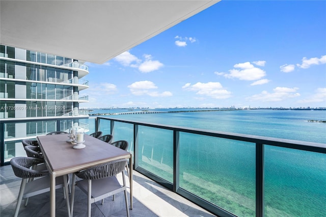 balcony with a water view