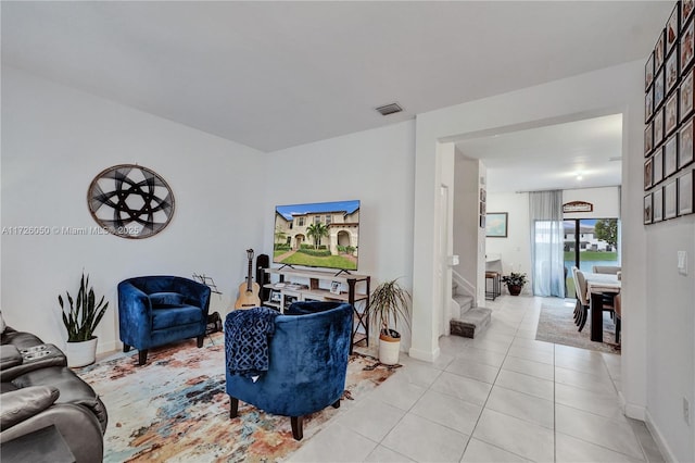 view of tiled living room