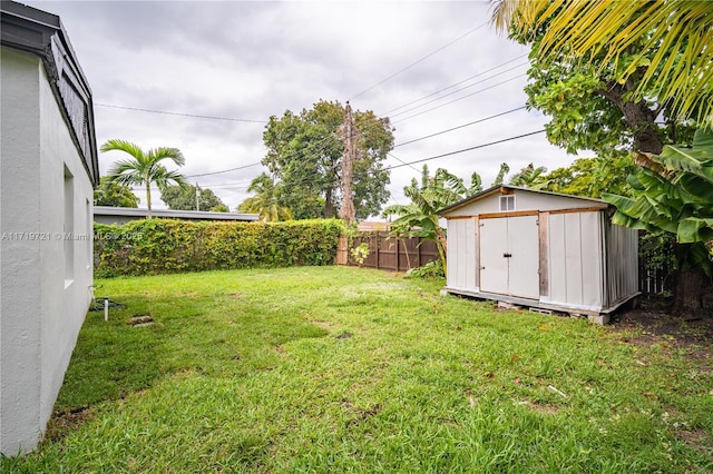 view of yard with a storage unit