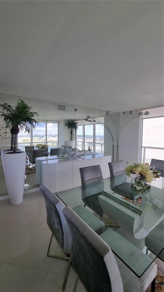 view of tiled dining room