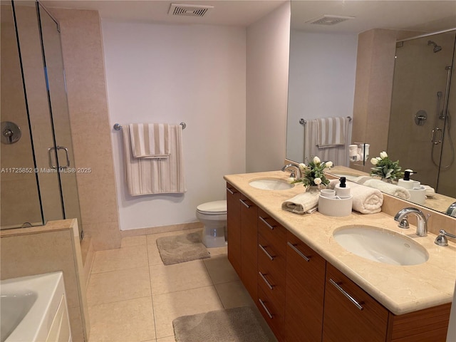 50 Biscayne Blvd Unit 1902, Miami, FL 33132 - full bathroom featuring a shower stall, double vanity, and tile patterned flooring