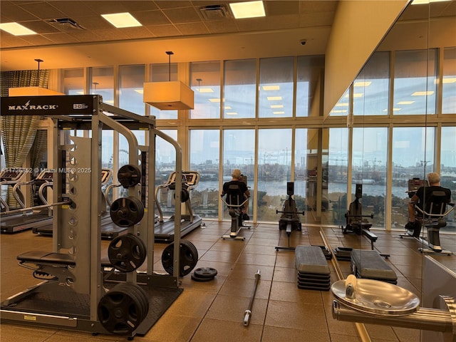 50 Biscayne Blvd Unit 1902, Miami, FL 33132 - gym with floor to ceiling windows and plenty of natural light