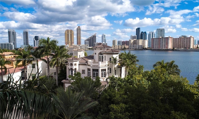 city view with a water view