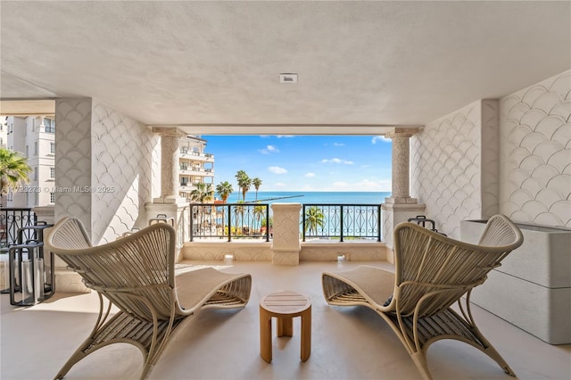 balcony with a water view