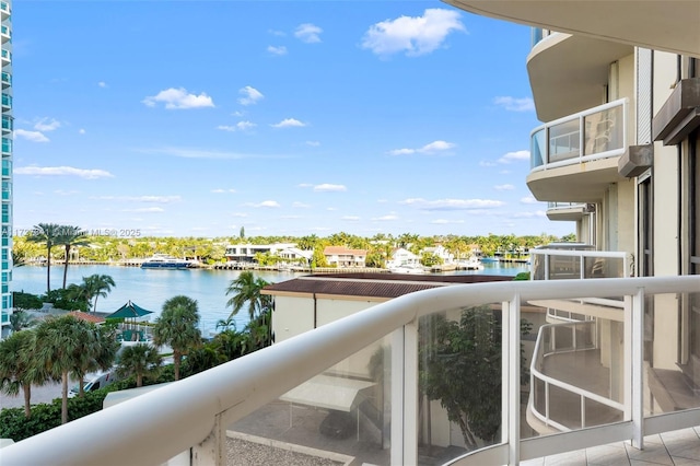 balcony with a water view