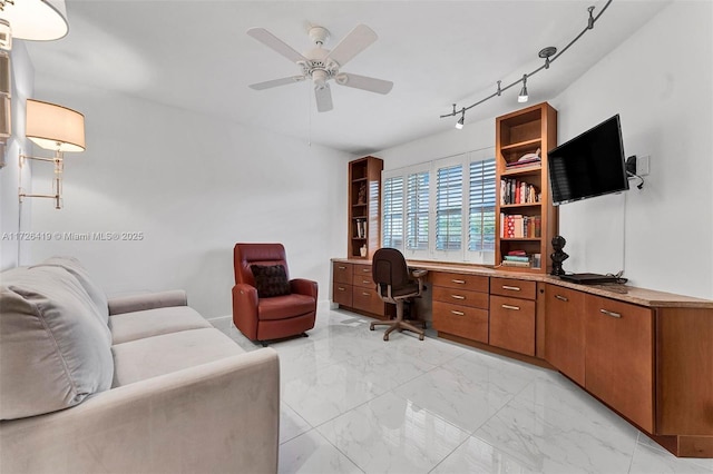 home office featuring ceiling fan