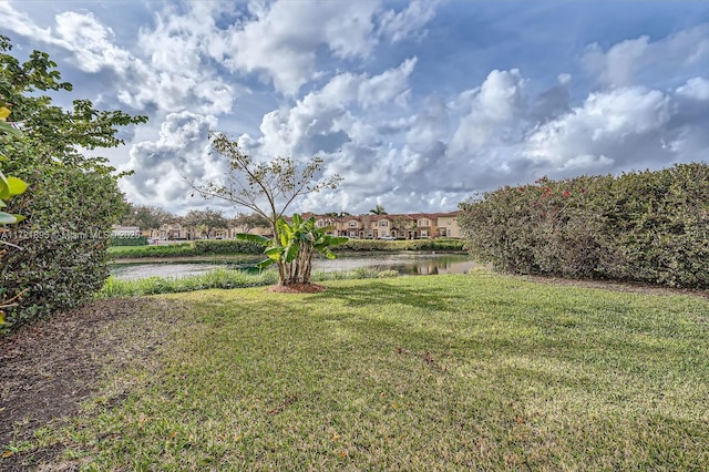 view of yard featuring a water view