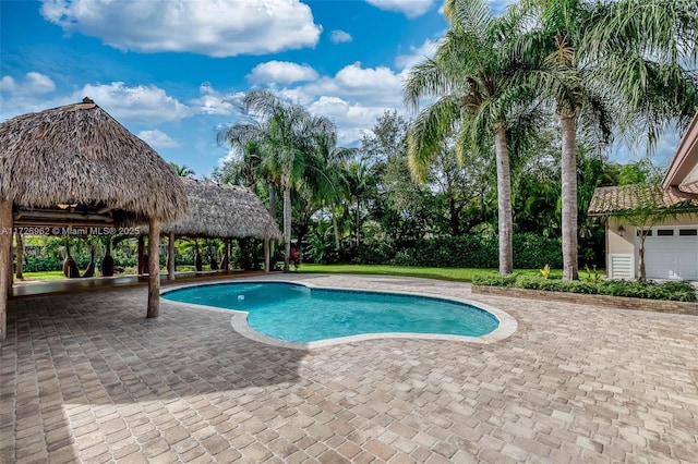 view of pool featuring a patio area and a gazebo