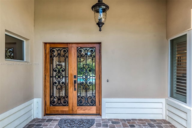 doorway to property with french doors