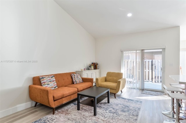 living room with light wood-type flooring