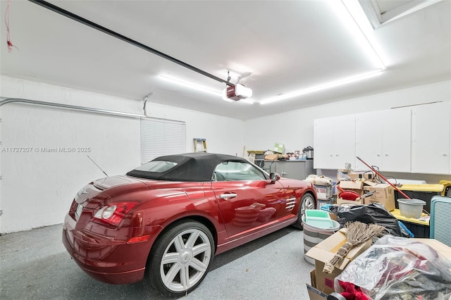 garage with a garage door opener