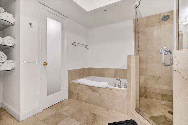 bathroom with independent shower and bath