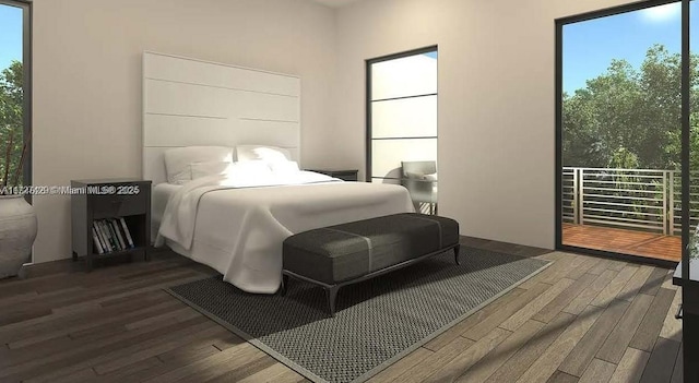 bedroom featuring dark wood-type flooring