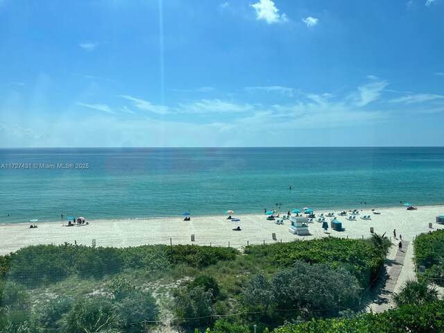 property view of water with a beach view